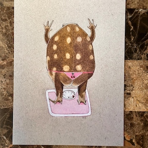 PRINT OF "Yep! Still thicc!" drawing, gifts for her, desert rain frog, toad, cute, funny, frog butt, princess, cute, scale, thong, frog