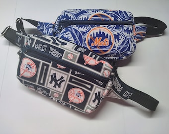 NY Mets & Yankees Fanny Pack, Handmade Adjustable Belt Bag