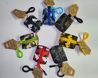 Camouflage Faux Leather Dog Poop Bag Dispenser Keychains | Dog Poop Bag Holder.