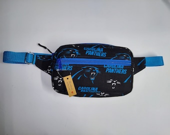 Handmade Carolina Panthers Fanny Pack, Adjustable Belt Bag