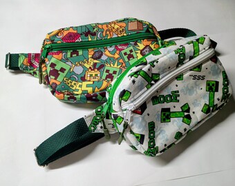 Minecraft Print Fannypacks, Crossbags for both Kids and Adults