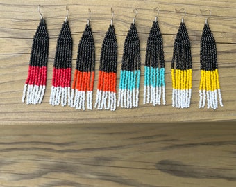 Beaded Fringe Earring, Toho Beads, Seed Beads, Dangle Earring, Boho Earring, Lightweight, Black, White, Red, Orange, Turquoise, Yellow