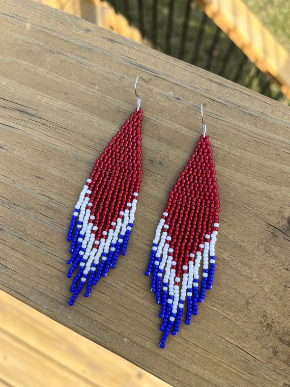 America, Patriotic, USA, 4th of July, Red, White, Blue, Beaded