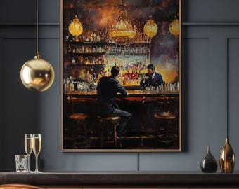 1920s Speakeasy Art Print: Vintage Bourbon Room Poster