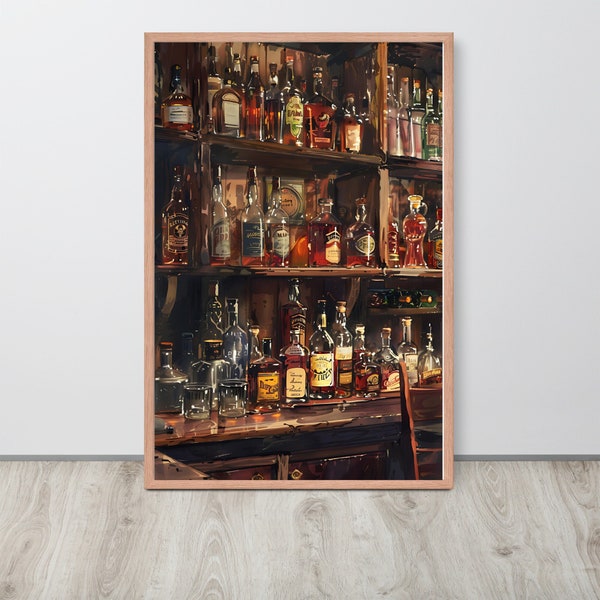Prohibition Speakeasy Artwork | Framed Canvas | Bourbon Wall Art | Vintage Aesthetic Cocktail Decor | 1920's Poster | Bar Wall Hanging