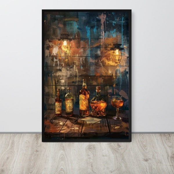 Prohibition Speakeasy Wall Art | Mancave Poster | Framed Bourbon Artwork | Moody Aesthetic | Masculine Decor | Bar Art | Bachelor Gift
