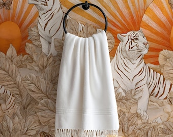 Retro Tiger Wallpaper: Funky Jungle Cat Bathroom Accent Wall Mural