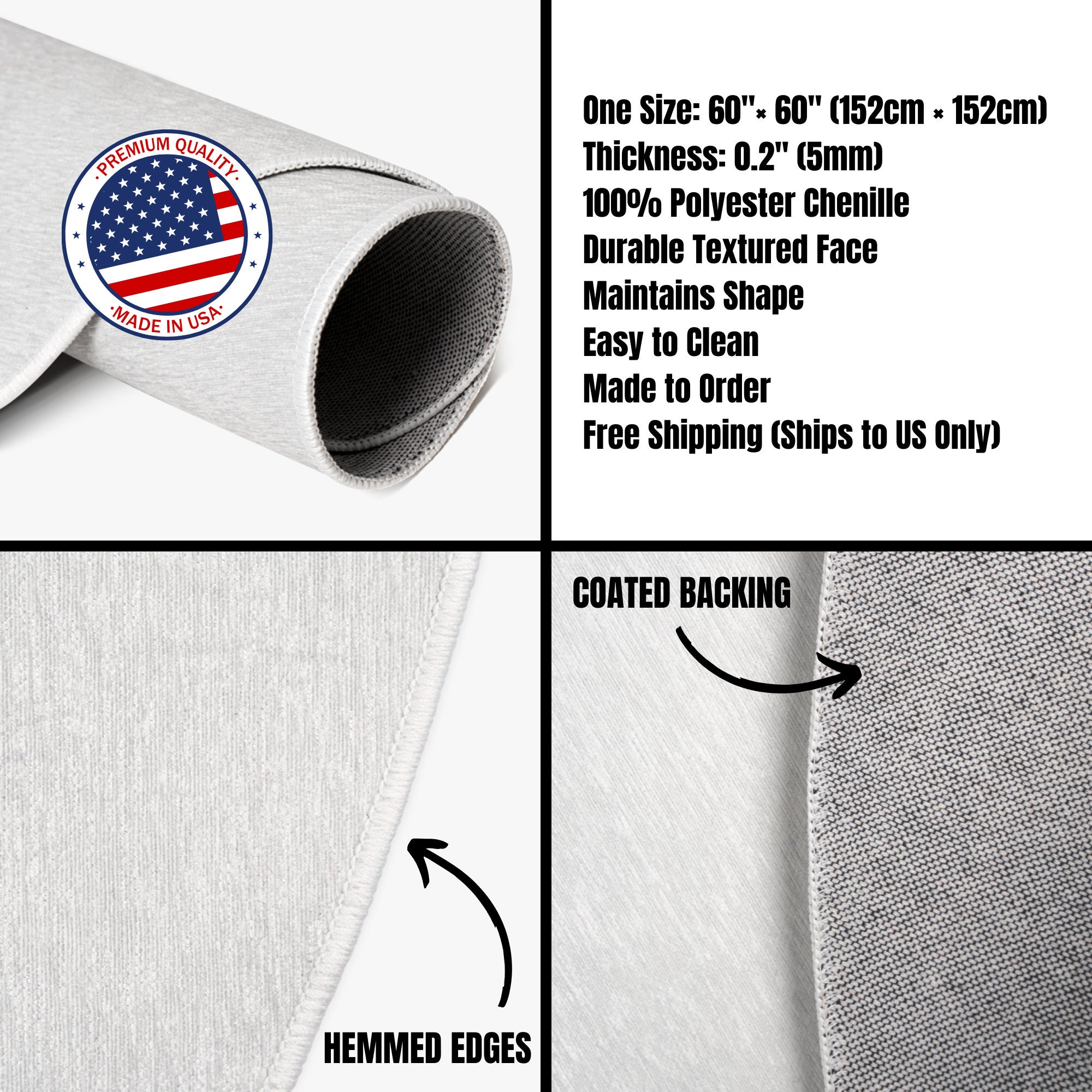 Blue Floral Round Rug, Boho Circle Rug, Plant Area Rug for Living Room