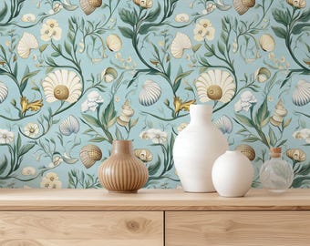 Coastal Seashell Wallpaper - Peel & Stick, Renter-Friendly