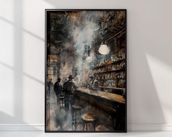 Prohibition Speakeasy Artwork | Framed Canvas | Bourbon Wall Art | Cocktail Decor | Masculine Poster | Moody Aesthetic | Bar Wall Hanging