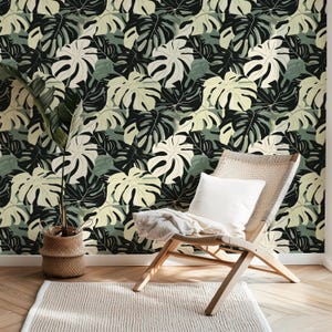 Monstera Leaf Peel & Stick Wallpaper - Tropical, Removable Design