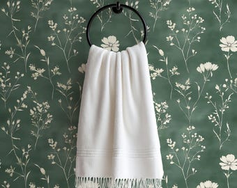 Emerald Green Floral Wallpaper: Wildflowers and White Daisies Botanical Wall Mural