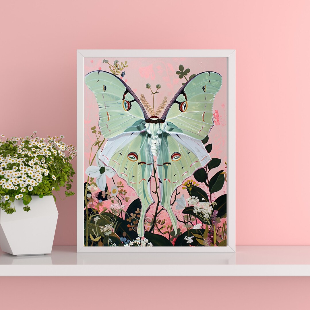 Botanical Luna Moth Wall Art | Witchy Poster Print | Pop Art Framed ...