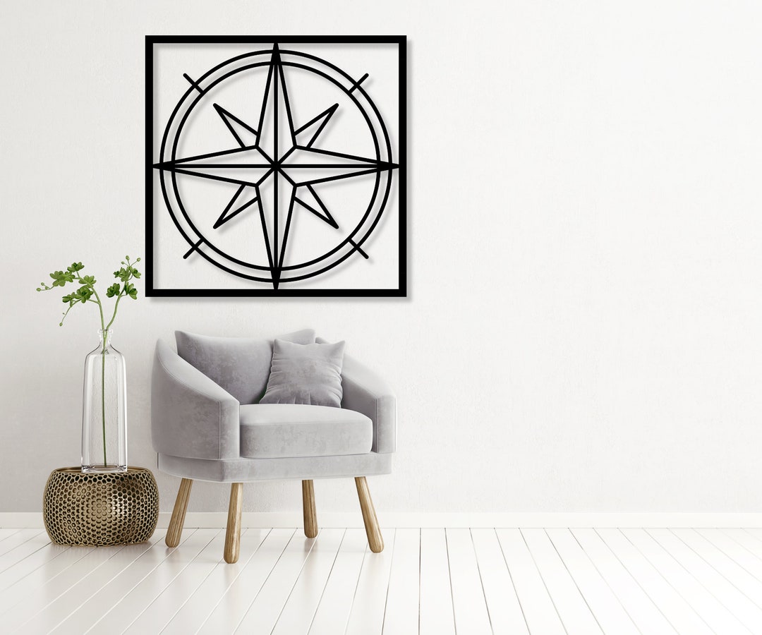Nautical Compass Metal Wall Art, Compass Metal Wall Decor, Decor