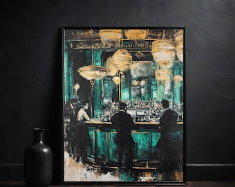 1920s Bourbon Speakeasy Wall Art: Vintage Home Bar Print