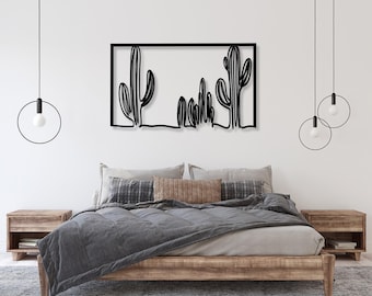 Cowboy Cactus Metal Wall Art - Western Desert Theme, Multiple Sizes