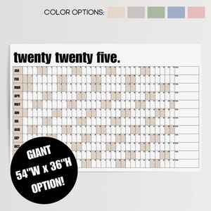 Giant Wall Calendar 54&quot; x 36&quot; Big Minimalist Annual 2025 2026 Office Planner Year At A Glance Calendar View Jumbo Poster Style Calendar