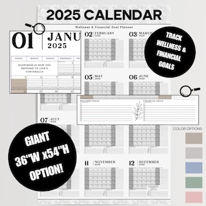 2026 Yearly Wall Calendar - Minimalist Large Calendar Poster - Giant Vertical Layout - Year View Wall Planner for Home Office