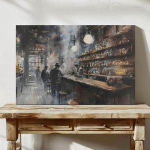 1920s Speakeasy Bar Canvas: Vintage Mancave Wall Art