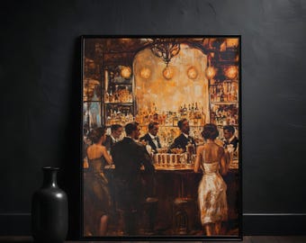 1920s Bourbon Speakeasy Art: Vintage Home Bar Print