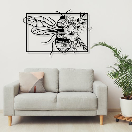 Floral Bee Metal Wall Art Gift for Beekeeper Bee Hive Sign Etsy