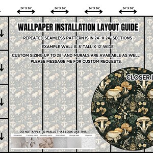 Woodland Whimsical Mushroom Wallpaper | Cottagecore Botanical Farmhouse Accent Wall Mural image 8