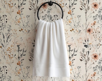 Neutral Pink & Cream Botanical Wallpaper: Minimalist Floral Boho Nursery Accent Wall Mural