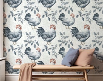 Chicken Wallpaper: Rustic Farmhouse Rooster Accent Wall Mural