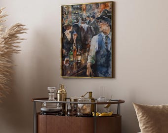 Cocktail Lounge Speakeasy Framed Canvas: Vintage Bourbon Bar Wall Art
