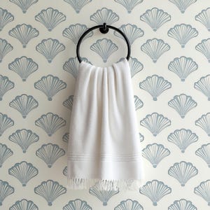 Blue Shell Wallpaper: Coastal Art Deco Peel & Stick Mural