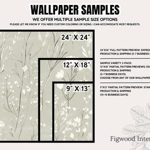 Green Wildflower Wallpaper: Neutral Floral Sage Botanical Accent Wall Mural image 7