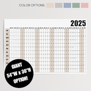 Large Wall Calendar 2026 - Giant Yearly Calendar 36x54 - Horizontal Wall Planner - Big Office Wall Calendar - Annual Year View Poster