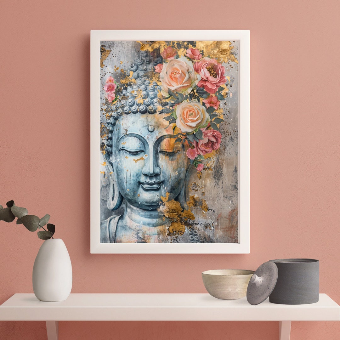 Botanical Buddha Wall Art Buddhism Poster Print Buddhist Framed Canvas ...