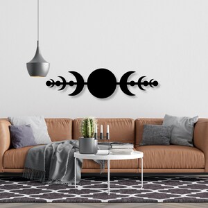 Minimalist Moon Phases Metal Wall Art: Celestial Witchy Home Decor