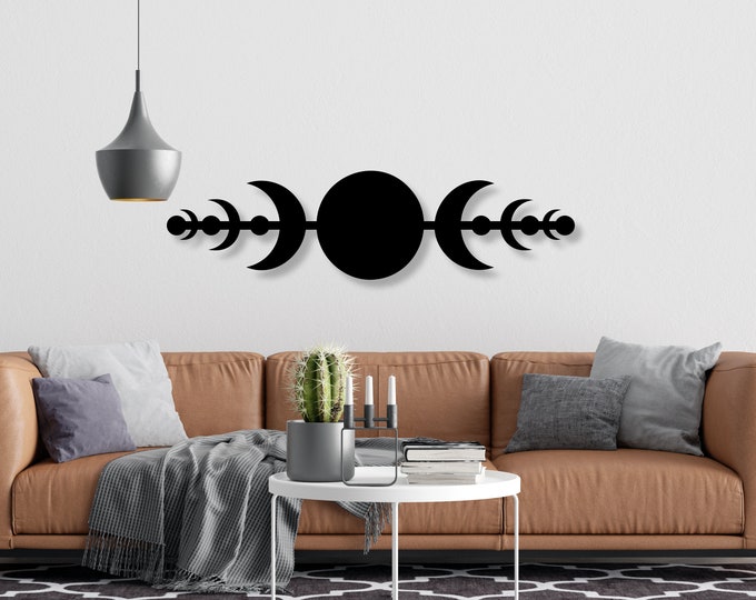 Moon Phases Metal Wall Art, Lunation Artwork, Home Decor, Astrology