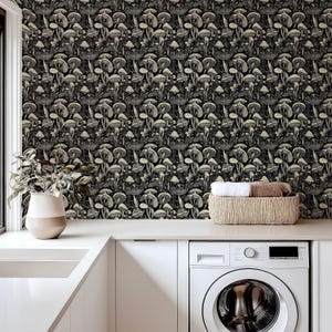 Cottagecore Mushroom Wallpaper, Botanical Design (Peel & Stick, Removable)