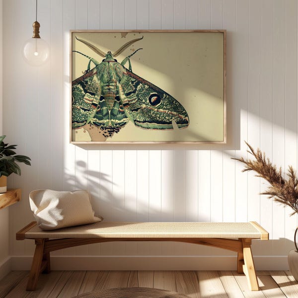 Luna Moth Wall Art: Whimsical Cottagecore Style - Framed or Unframed