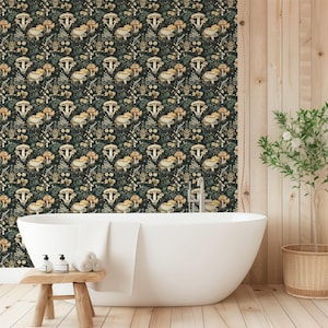 Woodland Whimsical Mushroom Wallpaper | Cottagecore Botanical Farmhouse Accent Wall Mural image 6