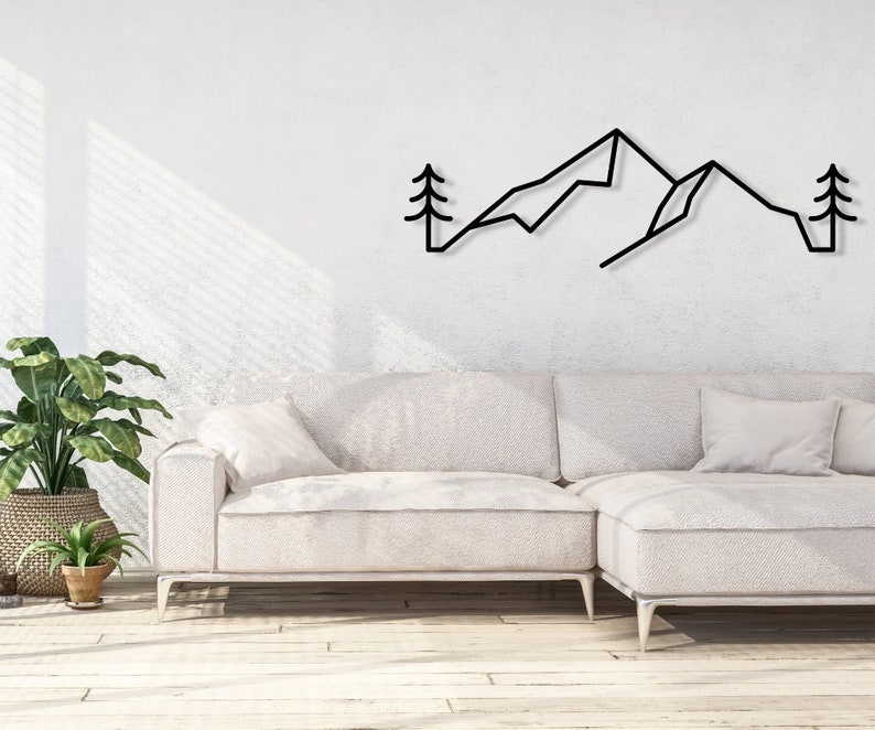 Mountain Metal Wall Art, Minimalist Metal Wall Art, Mountain Range View
