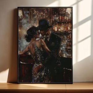 1920s Speakeasy Art: Glamorous Jazz Age Couple - Vintage Romance Poster or Canvas