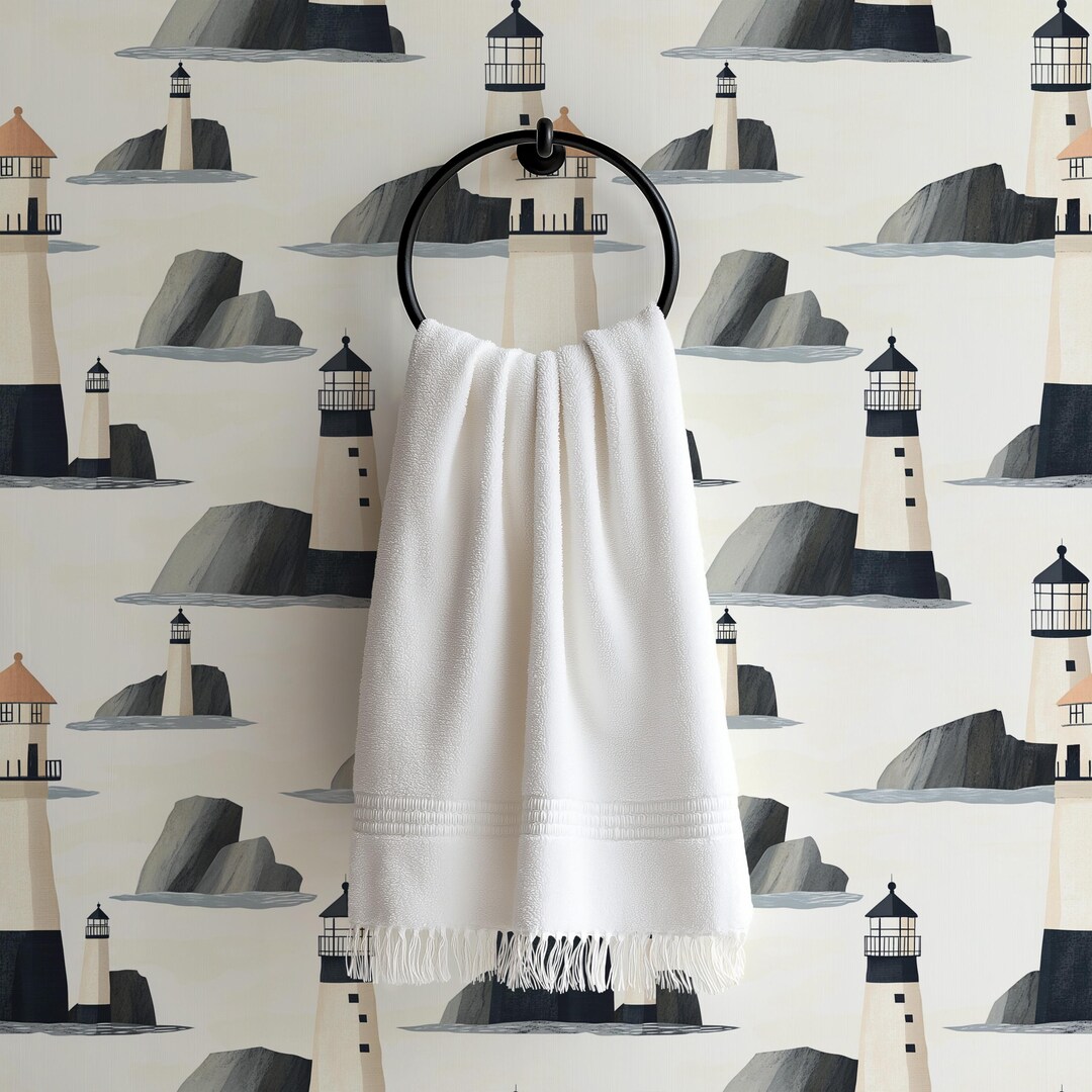 Vintage Coastal Lighthouse Wallpaper - Nautical Beach House Accent Wall ...