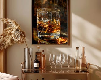 Bourbon Whiskey Art Print: Vintage Speakeasy Mancave Decor