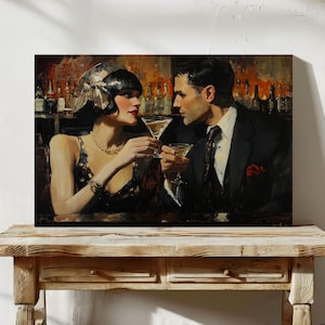 Speakeasy Wall Art - 1920s Bar Decor - Prohibition Era Cocktail Poster - Vintage Martini Print for Home Bar or Mancave