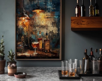 1920s Speakeasy Art: Vintage Bourbon Cocktail Canvas
