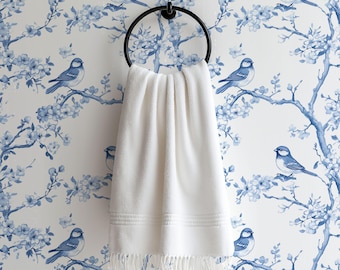 Chinoiserie Bird Wallpaper: Blue Botanical Accent Wall Mural