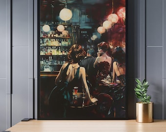 Prohibition Speakeasy Artwork | Framed Canvas | 1920s Wall Art | Vintage Aesthetic Cocktail Decor | Mancave Poster | Bar Wall Hanging