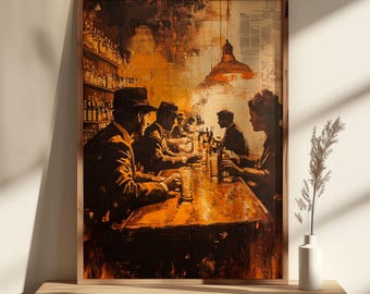 1920s Speakeasy Bar Print: Vintage Bourbon Room, Prohibition Era Cocktail Lounge