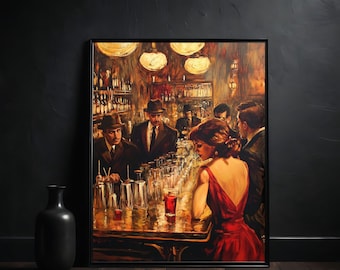 1920s Bourbon Speakeasy Art: Vintage Home Bar Print