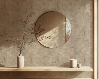 Rustic Taupe Stone Look Wallpaper: Neutral Beige Faux Limewash Accent Wall Mural