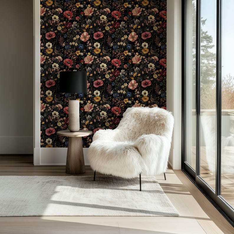 Dark Botanical Wildflower Wallpaper: Moody Cottagecore Floral Garden ...